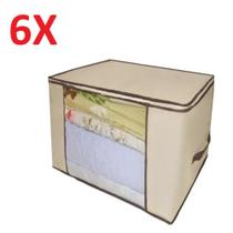 Kit 6 caixa organizador roupas flexivel ziper multiuso guarda roupa edredom closets saco 45x30x20cm