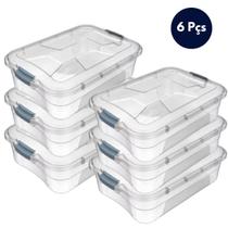 Kit 6 Caixa Organizadora 10 Litros Plástica Transparente Livre BPA