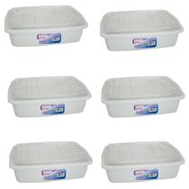 Kit 6 Caixa Organizadora Container 5 L C/Tampa 34x24x11Cm