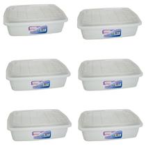 Kit 6 Caixa Organizadora Container 5 L C/Tampa 34x24x11Cm