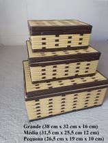 Kit 6 caixa organizadora cor banana-argila em fibra sintética 2P + 2M + 2G