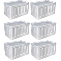 Kit 6 Caixa Organizadora Dobrável Multiuso Grande Branco 75L