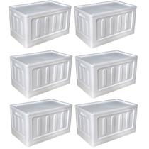 Kit 6 Caixa Organizadora Dobrável Multiuso Grande Branco 75L Kit 6 Caixa Organizadora Dobrável Multiuso Grande Branco 75L