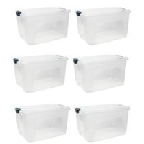 Kit 6 Caixa Organizadora Grande Multiuso Transparente 80L