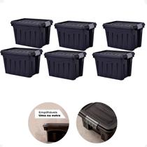 Kit 6 Caixa Organizadora Multiuso 20L Empilhável Com Trava