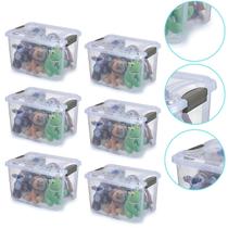 Kit 6 Caixa Organizadora Multiuso Alto 20 Lts Transparente