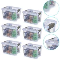 Kit 6 Caixa Organizadora Multiuso Alto 20 Lts Transparente