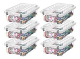 Kit 6 Caixa Organizadora Multiuso Baixa Rígida 8,6L Transparente Kit 6 Caixa Organizadora Multiuso Baixa Rígida 8,6L Transparente