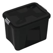 Kit 6 Caixa Organizadora Multiuso Plástica 56 Litros Preta Organização Brinquedos Casa Lavanderia