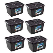 Kit 6 Caixa Organizadora Multiuso Preta C/ Tampa 30L Kit 6 Caixa Organizadora Multiuso Preta C/ Tampa 30L