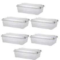 Kit 6 Caixa Organizadora Pratic Box 10L 41x29x14 Transparent