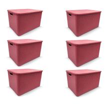 Kit 6 Caixa Organizadora Rattan Decorativa C/ Tampa