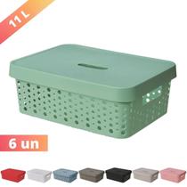 Kit 6 Caixa Organizadora Trama Rattan 11L Usual Utilid.