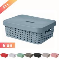 Kit 6 Caixa Organizadora Trama Rattan 11L Usual Utilid.
