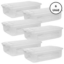 Kit 6 Caixa Organizadora - Transparente 17L Com Tampa