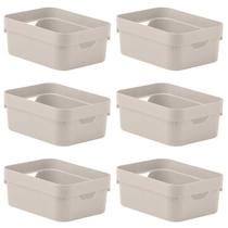 Kit 6 Caixa Plástica 2L Organizadora Multiuso OU Cube Bege Kit 6 Caixa Plástica 2L Organizadora Multiuso OU Cube Bege