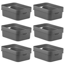 Kit 6 Caixa Plástica 2L Organizadora Multiuso OU Cube Cinza Kit 6 Caixa Plástica 2L Organizadora Multiuso OU Cube Cinza