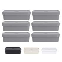 Kit 6 Caixa Plastica Grande Baixa Multiuso 16l Organizadora Ou