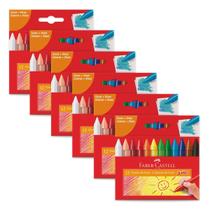 Kit 6 caixas de Giz de cera Jumbo 12 cores Faber-Castell