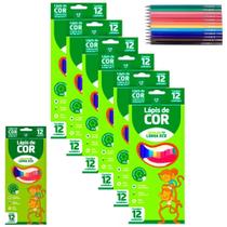Kit 6 Caixas De Lápis De Cor Com 12 Cores Sextavado Resina