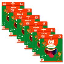 Kit 6 caixas de lápis de cor redondo Leo e Leo com 24 cores
