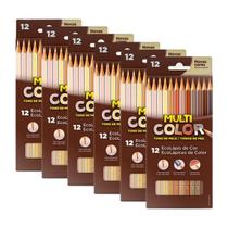 Kit 6 caixas de lápis de cor Tons de Pele Multicolor EcoLápis com 12 cores