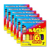 Kit 6 caixas de massinha de modelar Magix 90g com 6 cores cada