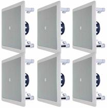 Kit 6 Caixas de Som Arandela JBL 6FR1Q 50W 8 Ohms Quadrada Branca Som Ambiente Embutir Teto Gesso