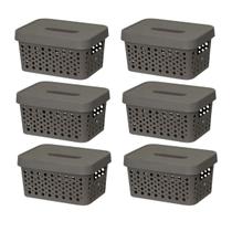 Kit 6 Caixas Empilhável 2 Litros Organizador Design Moderno Armário Versátil Lavanderia Multiuso