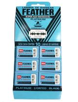 Kit 6 Caixas Lâminas De Barbear Feather Platinum Coated Blades Com 10 Cada