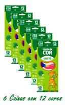 Kit 6 Caixas Lápis De Cor 12 Cores Grande Leo Eco Atacado
