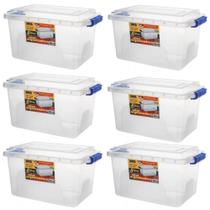 Kit 6 Caixas Organizadora Alta Transparente 8L Tampa e Trava