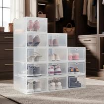 Kit 6 Caixas Organizadora Para Guardar Sapato Sandália Chinelo Empilhável Sapateira Gaveta