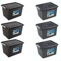 Kit 6 Caixas Organizadoras 56 e 30 Litros Com Tampa e Trava