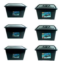 Kit 6 Caixas Organizadoras 56 e 30 Litros Com Tampa e Trava