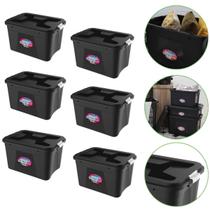 Kit 6 Caixas Organizadoras 56 Litros Com Trava Preta Uninjet Kit 6 Caixas Organizadoras 56 Litros Com Trava Preta Uninjet