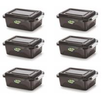 Kit 6 Caixas Organizadoras Black 5L Com Tampa E Travas