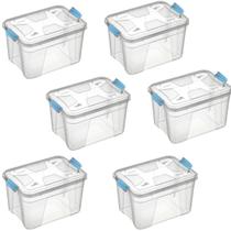 Kit 6 Caixas Organizadoras Box Multiuso 56 Litros Transparente