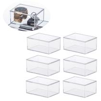 Kit 6 caixas organizadoras com tampa pequena armário cozinha banheiro lavanderia gaveta escritório