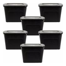 Kit 6 Caixas Organizadoras Ecobox 80L Preta Resistente Garden life Kit 6 Caixas Organizadoras Ecobox 80L Preta Resistente Garden life