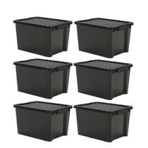 Kit 6 Caixas Organizadoras Ecobox 80L Preta Super Resistente Garden life Kit 6 Caixas Organizadoras Ecobox 80L Preta Super Resistente Garden life