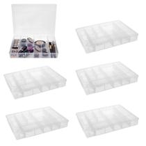 Kit 6 Caixas Organizadoras Multiuso 12 Div Transparente G Kit 6 Caixas Organizadoras Multiuso 12 Div Transparente G