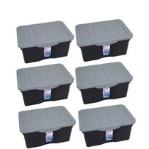 Kit 6 Caixas Organizadoras Multiuso C/ Tampa 5 L Preta