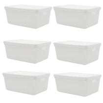 Kit 6 Caixas Organizadoras Multiuso Decorativa 15L Branca Kit 6 Caixas Organizadoras Multiuso Decorativa 15L Branca