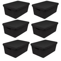 Kit 6 Caixas Organizadoras Multiuso Decorativa 1,8L Preta Kit 6 Caixas Organizadoras Multiuso Decorativa 1,8L Preta
