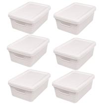 Kit 6 Caixas Organizadoras Multiuso Decorativa 5 L Branco Kit 6 Caixas Organizadoras Multiuso Decorativa 5 L Branco
