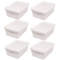 Kit 6 Caixas Organizadoras Multiuso Decorativa 5 L Branco Kit 6 Caixas Organizadoras Multiuso Decorativa 5 L Branco