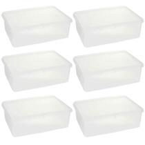 Kit 6 Caixas Organizadoras Plásticas Empilháveis com Tampa 3,5L Plasvale Retangular