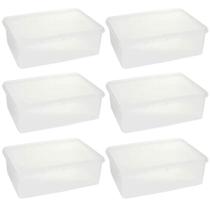 Kit 6 Caixas Organizadoras Plásticas Empilháveis com Tampa 3,5L Plasvale Retangular Kit 6 Caixas Organizadoras Plásticas Empilháveis com Tampa 3,5L Plasvale Retangular