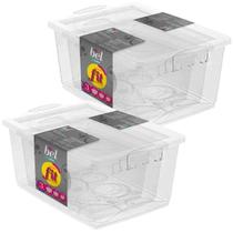 Kit 6 Caixas Organizadoras Plástico Transparente Tampa com Trava Ordene Bel Fit Brinquedos Closet
